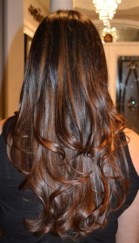 caramel highlights on black hair photos|caramel color highlights dark hair.